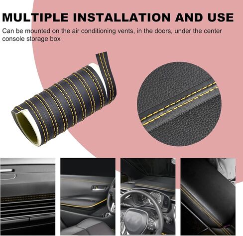 Car Interior Trim Strips, Automotive Flexible Leather Moulding Line for Door Panel Gap, Universal DIY Decorative Dashboard Line Strip Fit Cars Trucks SUVs, Car Accessories (Black) in Saudi Arabia