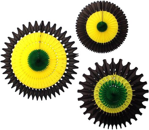 Set of 3 Tissue Paper Fans, Jamaican (13-21 Inch) in Saudi Arabia