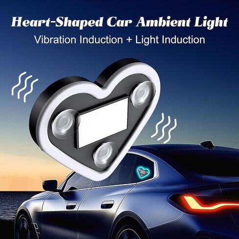 قطعتان من مصابيح LED المحيطة للسيارة - ضوء نيون LED يعمل بالطاقة الشمسية على شكل قلب، ضوء جوي على شكل قلب يعمل بالطاقة الشمسية مع 3 أوضاع، IP65 مقاوم للماء، للديكور الداخلي والخارجي للسيارة الرومانسية (وردي) in Kuwait