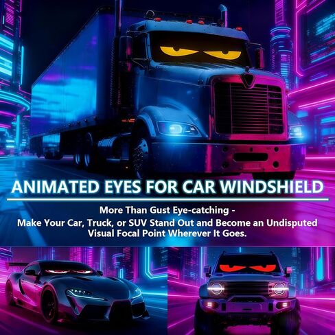 2PCS LED Eyes for car,23.6x4.72in Devil Eyes Light for Car Windshield,Flexible Scrolling Programmable LED Sign, Supporting Custom Editing of Colors, animations, and Text via a Remote Bluetooth app in Saudi Arabia