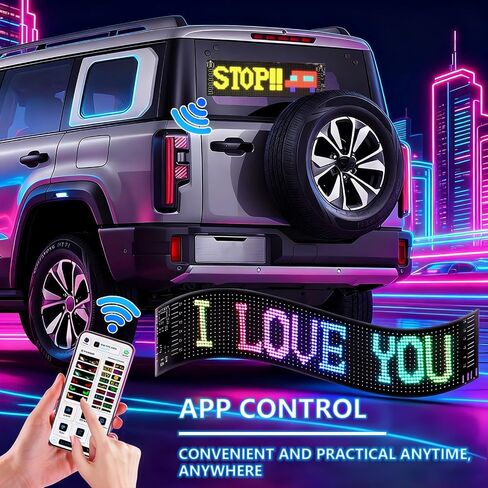2PCS LED Eyes for car,23.6x4.72in Devil Eyes Light for Car Windshield,Flexible Scrolling Programmable LED Sign, Supporting Custom Editing of Colors, animations, and Text via a Remote Bluetooth app in Saudi Arabia