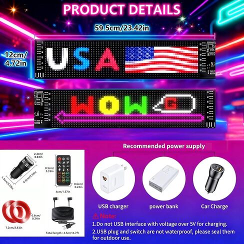 2PCS LED Eyes for car,23.6x4.72in Devil Eyes Light for Car Windshield,Flexible Scrolling Programmable LED Sign, Supporting Custom Editing of Colors, animations, and Text via a Remote Bluetooth app in Saudi Arabia