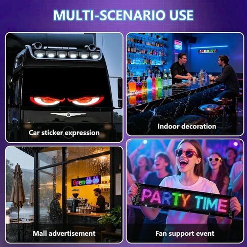 2PCS LED Eyes for car,23.6x4.72in Devil Eyes Light for Car Windshield,Flexible Scrolling Programmable LED Sign, Supporting Custom Editing of Colors, animations, and Text via a Remote Bluetooth app in Saudi Arabia