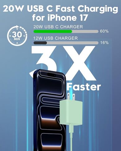 iPhone 17e/17/16e/16 Charger Fast Charging, 2 Pack 20W USB C Charger Block in Kuwait