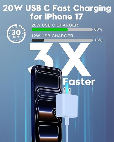 شاحن سريع 20 وات لأجهزة iPhone 15/15 Pro/15 Pro Max، وiPad Pro 12.9/11 بوصة، وiPad 10/Mini 6، وiPad Air 5th/4th، وAirPods Pro، وعبوتين من شاحن الحائط USB C من النوع C مع كتلة شحن سريعة بطول 3FT USB C إلى كابل C in Kuwait