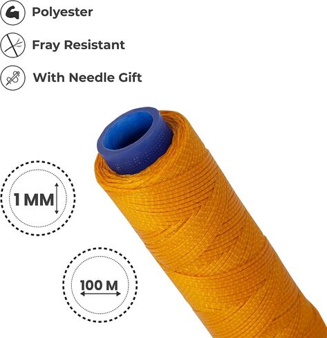 Waxed Thread, Strong Thread for Leather, Upholstery, Shoe, Bag, incl. Needle (Colour: Black) in Saudi Arabia