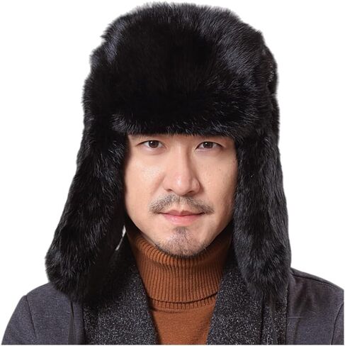 الصياد قبعة الرجال الروسية Ushanka قبعة فرو الأرنب الصناعي الطيار إيرفلاب قبعة يندبروف قبعة لفصل الشتاء الصيد التزلج in Kuwait
