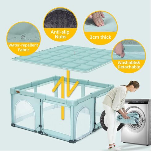 روضة أطفال قابلة للطي، ساحة لعب كبيرة من iTiLike مع حصيرة سميكة قابلة للفصل، روضة للأطفال الرضع والأطفال الصغار مع حقيبة تخزين، أقلام لعب مع بوابة، ساحة لعب محمولة داخلية وخارجية، سياج أطفال قوي in Kuwait