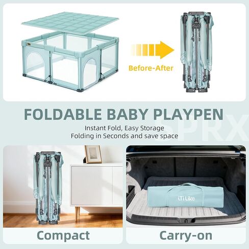 روضة أطفال قابلة للطي، ساحة لعب كبيرة من iTiLike مع حصيرة سميكة قابلة للفصل، روضة للأطفال الرضع والأطفال الصغار مع حقيبة تخزين، أقلام لعب مع بوابة، ساحة لعب محمولة داخلية وخارجية، سياج أطفال قوي in Kuwait