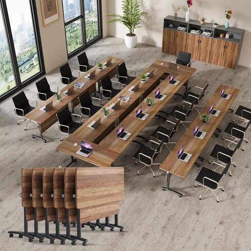 6 Pack Folding Conference Room Table, Modern Conference Tables with Wheels for Office Classroom,Flip-Top Portable Training Table Water-Resistant P2 Particle Board & Anti-Corrosion Alloy Frame in Saudi Arabia