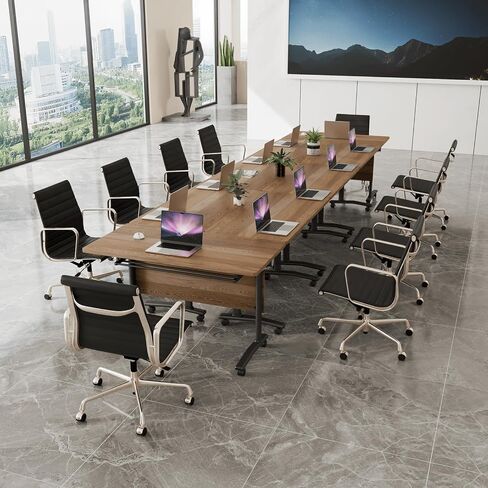 6 Pack Folding Conference Room Table, Modern Conference Tables with Wheels for Office Classroom,Flip-Top Portable Training Table Water-Resistant P2 Particle Board & Anti-Corrosion Alloy Frame in Saudi Arabia