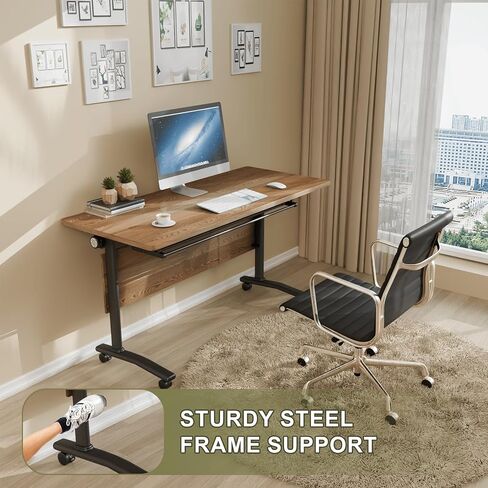 6 Pack Folding Conference Room Table, Modern Conference Tables with Wheels for Office Classroom,Flip-Top Portable Training Table Water-Resistant P2 Particle Board & Anti-Corrosion Alloy Frame in Saudi Arabia