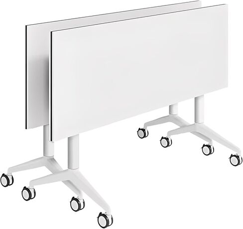White Folding Conference Table: Bussiness Conference Room Tables with Flip-Top Design & Silent Wheels Portable for Trainings Offices Seminar Rooms (2pack, 47.3" D X 23.6" W X 29.5" H) in Saudi Arabia