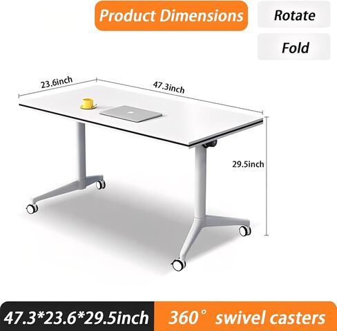 White Folding Conference Table: Bussiness Conference Room Tables with Flip-Top Design & Silent Wheels Portable for Trainings Offices Seminar Rooms (2pack, 47.3" D X 23.6" W X 29.5" H) in Saudi Arabia