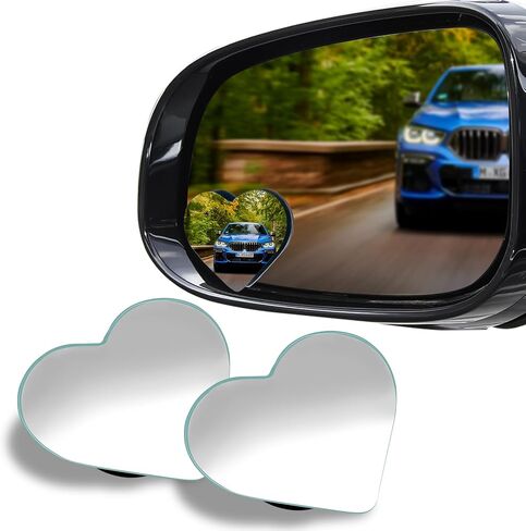 Heart Shaped Blind Spot Mirrors for Cars, Car Side Blind Spot Mirror, Convex Rearview Mirror for Enhanced Safety, Frameless Glass Convex Blind Spot Stick-on Mirrors Accessories for Cars Suvs in Saudi Arabia