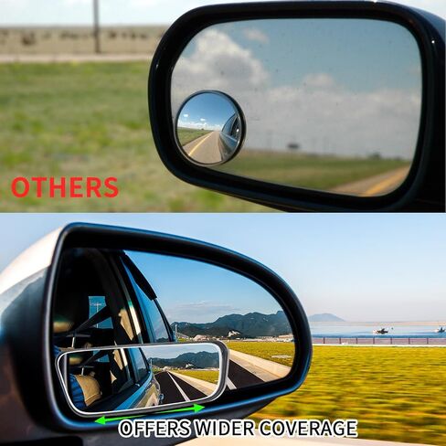 2 Pack Blind Spot Mirror for Car, Universal Rear Frameless Glass Convex Side Mirror Blindspot with Adjustable Stick, Wide Angle Blind Spot for Cars, SUVs, Trucks, Rear View Mirrors Accessories in Saudi Arabia