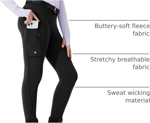 Willit Girls Fleece Horse Riding Pants Equestrian Breeches Kids Winter Riding Tights Thermal Schooling Tights in Kuwait