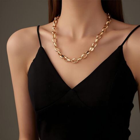 Gold Chunky Chain Necklace,Trendy Statement Jewelry for Women,Ideal Gift for All(N003) in Kuwait