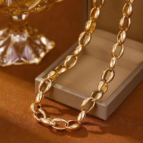 Gold Chunky Chain Necklace,Trendy Statement Jewelry for Women,Ideal Gift for All(N003) in Kuwait
