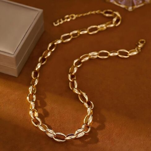 Gold Chunky Chain Necklace,Trendy Statement Jewelry for Women,Ideal Gift for All(N003) in Kuwait