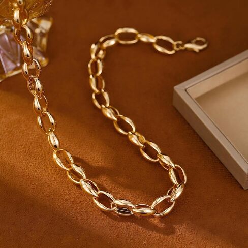 Gold Chunky Chain Necklace,Trendy Statement Jewelry for Women,Ideal Gift for All(N003) in Kuwait