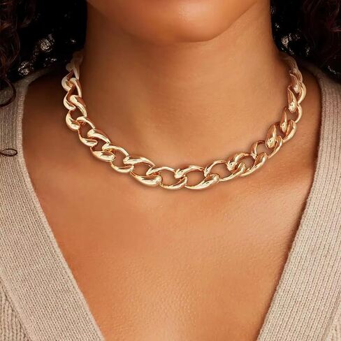 Gold Chunky Chain Necklace,Trendy Statement Jewelry for Women,Ideal Gift for All(N003) in Saudi Arabia