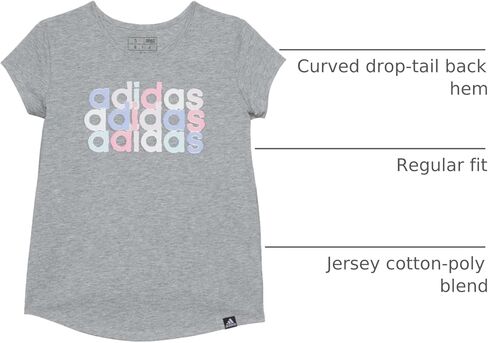 adidas girls Short Sleeve Cotton Scoop Neck Tee T-shirt T Shirt, Clear Mint, Medium Plus in Kuwait