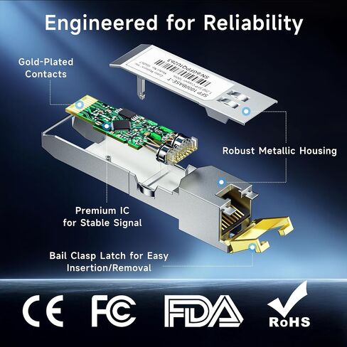 Cable Matters 1000BASE-T Gigabit SFP to RJ45 Copper Ethernet Modular Transceiver for Cisco, Ubiquiti, TP-Link, Huawei, Netgear, and Supermicro Equipment in Saudi Arabia