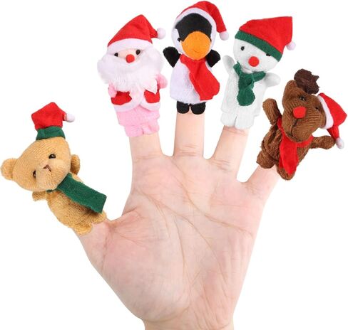 CCINEE Christmas Finger Puppets for Kids, 5pcs Soft Plush Xmas Characters Finger Toys for Toddlers Story Time Playtime Shows Christmas Party Favors Gift Rewards in Kuwait