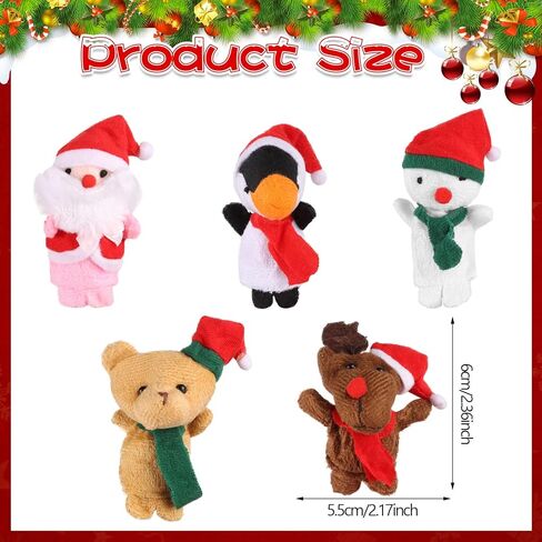 CCINEE Christmas Finger Puppets for Kids, 5pcs Soft Plush Xmas Characters Finger Toys for Toddlers Story Time Playtime Shows Christmas Party Favors Gift Rewards in Kuwait
