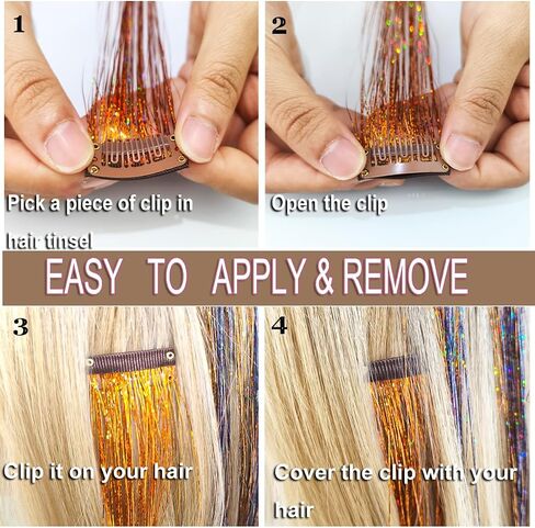 Tinsel Hair Tools Kit 18 Colors Fairy Hair Strands for Girls Kids for Cosplay Party Gift(18 Colors+Tools, 47 Inches) in Saudi Arabia