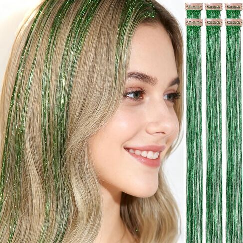 Tinsel Hair Tools Kit 18 Colors Fairy Hair Strands for Girls Kids for Cosplay Party Gift(18 Colors+Tools, 47 Inches) in Saudi Arabia