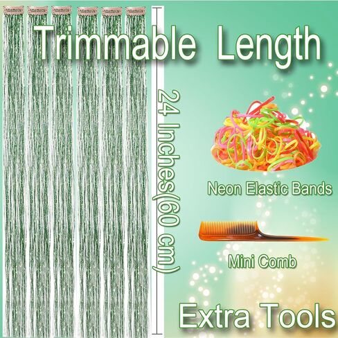 Tinsel Hair Tools Kit 18 Colors Fairy Hair Strands for Girls Kids for Cosplay Party Gift(18 Colors+Tools, 47 Inches) in Saudi Arabia