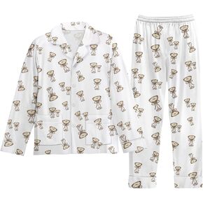 Women's Cozy Long Pajama Set, Thick & Warm Fleece Sleepwear for Winter, Stretchy Loungewear Gift for Her - L in Saudi Arabia
