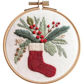 مجموعة تطريز IUHUI للمبتدئين البالغين - أنماط عيد الميلاد المتوقعة، مجموعة تطريز يدوية الصنع مع طوق (زينة كرة عيد الميلاد) in Kuwait