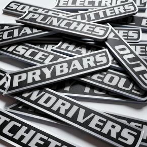 12 Pack Magnetic Tool Box Labels, 3D-Printed Magnetic Toolbox Labels for Quick Drawer Identification, Reusable Tags for Steel Toolboxes, Carts, Drawers & Cabinets (Black) in Kuwait