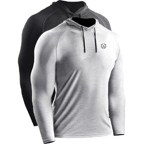 NELEUS Men's Running Shirt Long Sleeve Workout Shirts with Hoods in Kuwait