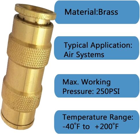 TL TOOLEGIN DOT Brass Push to Connect Fittings 1/4" Air Brake Union 3/8" Air Line Fittings Push in Fittings DOT Air Fittings Brass Union Air Brake Repair Kit Contains 1/2" Push-in Union Coupling Male in Saudi Arabia