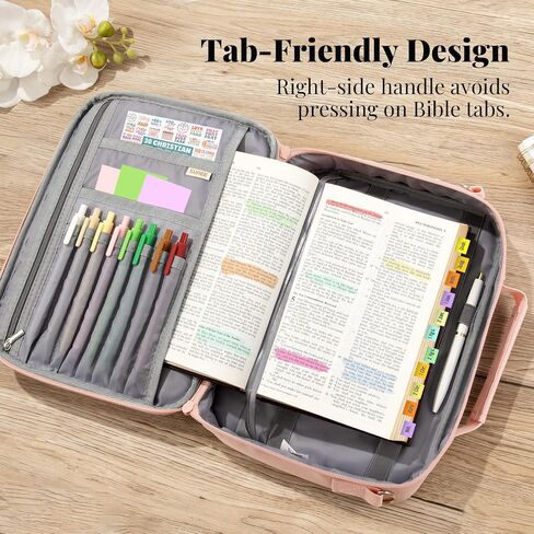 SUNEE Bible Cover for Women, Large Bible Bag w/Shoulder Strap Carrying Book Case w/Pen Slots and Zippered Pocket, Gift for Women & Men, Sage Green in Saudi Arabia