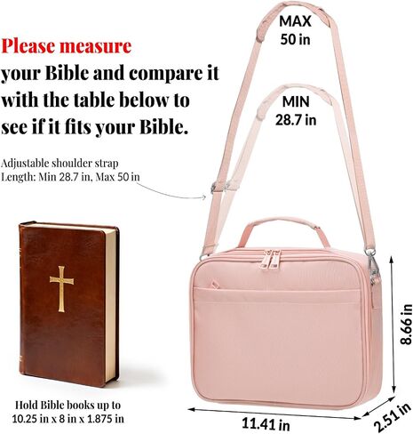 SUNEE Bible Cover for Women, Large Bible Bag w/Shoulder Strap Carrying Book Case w/Pen Slots and Zippered Pocket, Gift for Women & Men, Sage Green in Saudi Arabia