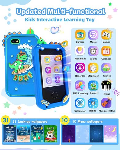 Kids Smart Phone Toy for Boys, Touchscreen Learning Toy Phone for Kids Ages 3-8, Educational Pretend Phone with Dual Camera, Music, Games, ABC Learning & Habit Reminder, Boys Birthday in Saudi Arabia