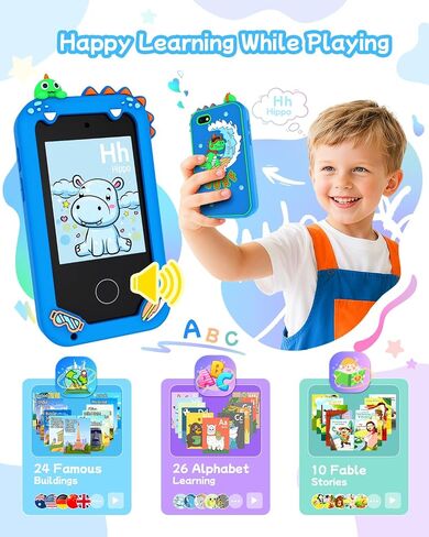 Kids Smart Phone Toy for Boys, Touchscreen Learning Toy Phone for Kids Ages 3-8, Educational Pretend Phone with Dual Camera, Music, Games, ABC Learning & Habit Reminder, Boys Birthday in Saudi Arabia