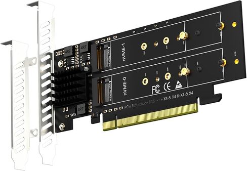 GLOTRENDS PA21 Dual M.2 PCIe 4.0 NVMe Adapter, Support 2 NVMe M.2 SSD (22110/2280/2260/2242/2230 Size), Without PCIe Splitter Function (PCIe Bifurcation Motherboard is Required) in Kuwait