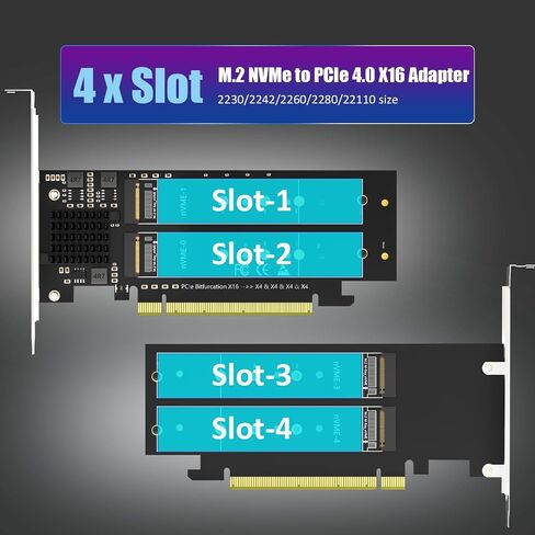 GLOTRENDS PA21 Dual M.2 PCIe 4.0 NVMe Adapter, Support 2 NVMe M.2 SSD (22110/2280/2260/2242/2230 Size), Without PCIe Splitter Function (PCIe Bifurcation Motherboard is Required) in Kuwait
