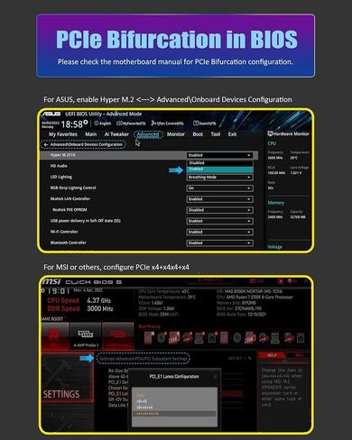 GLOTRENDS PA21 Dual M.2 PCIe 4.0 NVMe Adapter, Support 2 NVMe M.2 SSD (22110/2280/2260/2242/2230 Size), Without PCIe Splitter Function (PCIe Bifurcation Motherboard is Required) in Kuwait