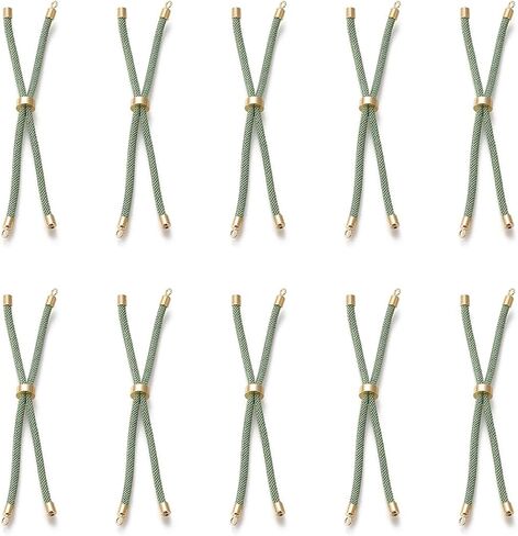 10Pcs Nylon Braided Twisted Threads Cords Colorful Adjustable Slider Friendship Bracelets with Brass Cord End for Jewelry Bracelet Making DIY Findings 8.66~9.06 inch in Saudi Arabia