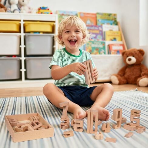 مكعبات بناء أرقام خشبية كبيرة، مكعبات الأرقام والعد، مكعبات التوازن والتراص، 32 قطعة من مكعبات الرياضيات، ألعاب تعليمية للأطفال الصغار، ألعاب الرياضيات لمرحلة ما قبل المدرسة، ألعاب التعرف على الأرقام in Kuwait