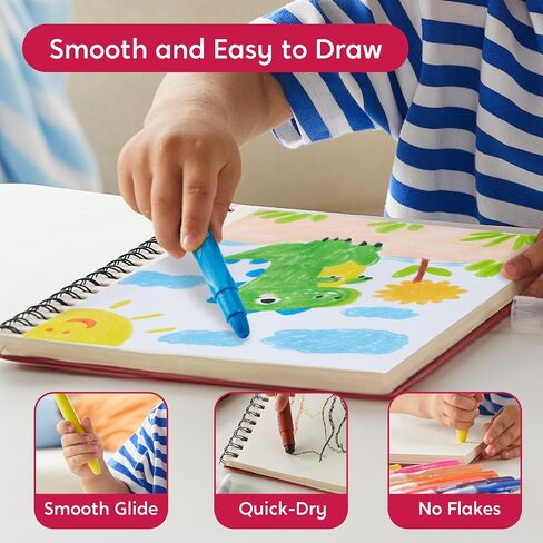 SYNCFUN 24 Pcs Twistable Silky Crayons, Washable Crayons for Paper, Easy to Hold & Quick-Drying Art Supplies, Non-Toxic, Mess Free, Birthday Gifts for Kids Ages 3 and Up, Crafts Supplies in Saudi Arabia