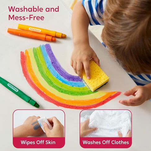 SYNCFUN 24 Pcs Twistable Silky Crayons, Washable Crayons for Paper, Easy to Hold & Quick-Drying Art Supplies, Non-Toxic, Mess Free, Birthday Gifts for Kids Ages 3 and Up, Crafts Supplies in Saudi Arabia