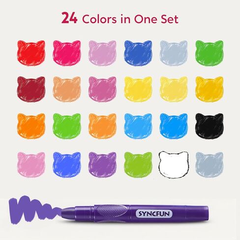 SYNCFUN 24 Pcs Twistable Silky Crayons, Washable Crayons for Paper, Easy to Hold & Quick-Drying Art Supplies, Non-Toxic, Mess Free, Birthday Gifts for Kids Ages 3 and Up, Crafts Supplies in Saudi Arabia